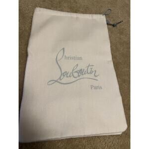 Christian Louboutin WHITE/SILVER Dust Bags Storage Travel Shoe Drawstring 9x14